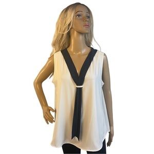 Tommy Hilfiger White and Dark blue Sleeveless Top